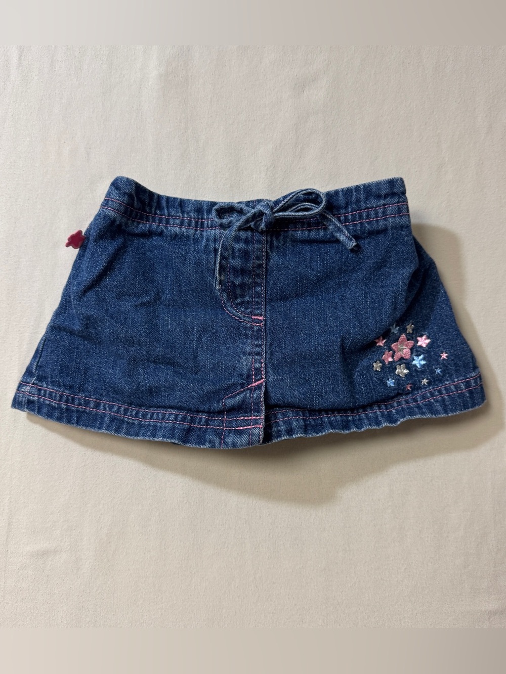 Denim Jean Skirt Baby Girl 6-9 Months Embroidered Flowers Beach Summer Bloomers